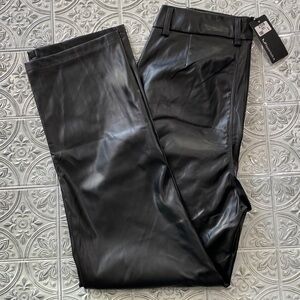 Apperloth A Black Faux Leather Straight Leg Pants Size 8 NWT